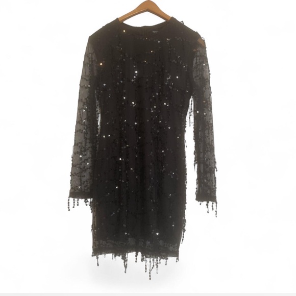 Black Sequin Long Sleeve Dress - Picture 4 of 5